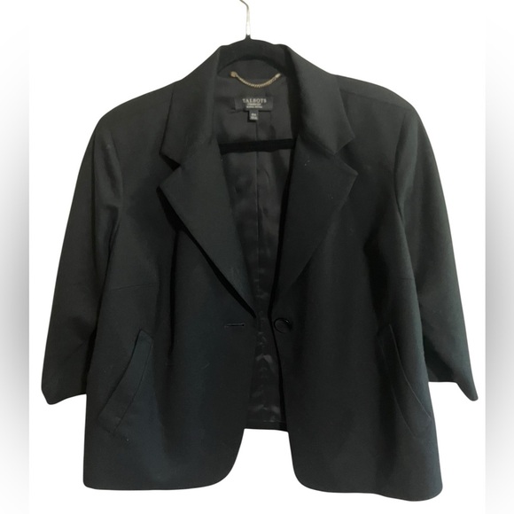 Talbots Jackets & Blazers - TALBOTS Elegant Career 99% Black Wool One Button Blazer Jacket Plus 16 Petite